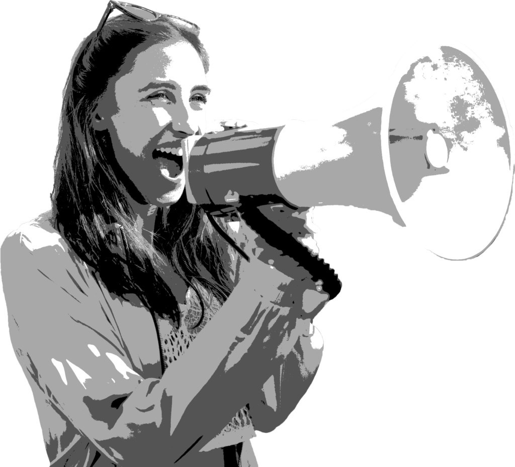 picture of a woman shouting into a megaphone